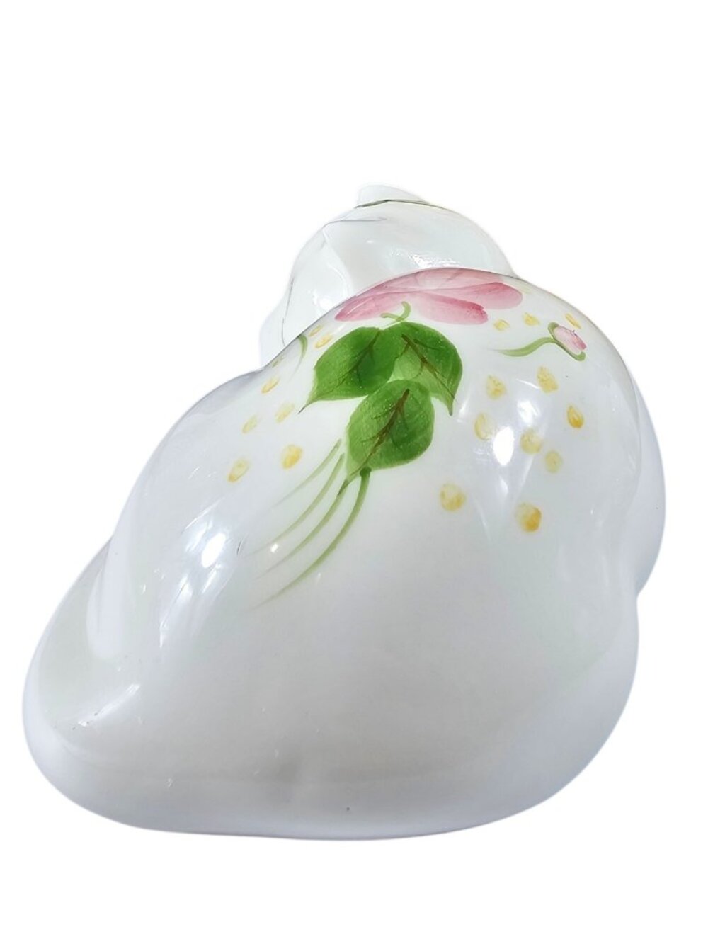 Vintage Sleeping Cat Ceramic Figurine White Pink Flowers Hand Painted - Picture 4 of 10